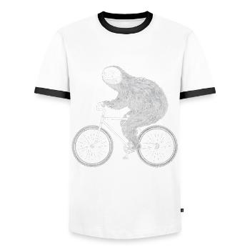 Faultier Fahrrad Lustig Geschenk - Männer Kontrast-T-Shirt - Weiß/Schwarz - Vorne - AI Model Female 172 light (172cm) & AI Model Male 178 dark (178cm)