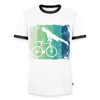 Artistic Cycling Artistic Cyclist - Men's Ringer Shirt - white/black - Front - AI Model Female 172 light (172cm) & AI Model Male 178 dark (178cm)