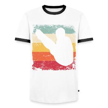 Plongeon, Saut artistique, Plongeon synchronisé - T-shirt contrasté Homme - blanc/noir - Devant - AI Model Female 172 light (172cm) & AI Model Male 178 dark (178cm)