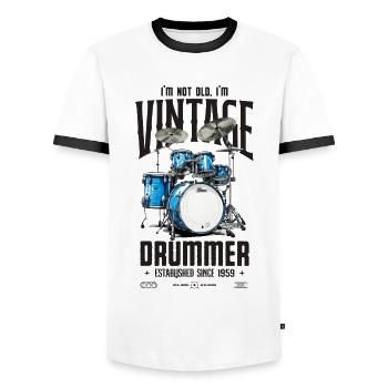 Je ne suis pas vieux je suis Vintage rétro 1959 batteur - T-shirt contrasté Homme - blanc/noir - Devant - AI Model Female 172 light (172cm) & AI Model Male 178 dark (178cm)