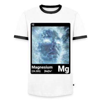 Periodic Table Element Magnesium (Mg) 012 - Men's Ringer Shirt - white/black - Front - AI Model Female 172 light (172cm) & AI Model Male 178 dark (178cm)