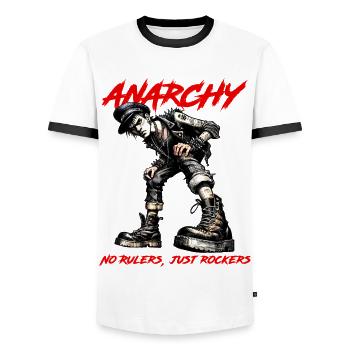 Anarchie punk - T-shirt contrasté Homme - blanc/noir - Devant - AI Model Female 172 light (172cm) & AI Model Male 178 dark (178cm)