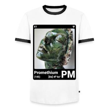 AI am Promethium (bk) - Men's Ringer Shirt - white/black - Front - AI Model Female 172 light (172cm) & AI Model Male 178 dark (178cm)