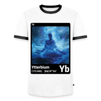 AI am Ytterbium (bk) - Men's Ringer Shirt - white/black - Front - AI Model Female 172 light (172cm) & AI Model Male 178 dark (178cm)