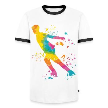 Eiskunstläufer Schlittschuhlaufen Eiskunstlauf - Männer Kontrast-T-Shirt - Weiß/Schwarz - Vorne - AI Model Female 172 light (172cm) & AI Model Male 178 dark (178cm)