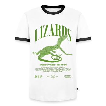Moniteur d’arbre vert Streetwear gardien de lézard - T-shirt contrasté Homme - blanc/noir - Devant - AI Model Female 172 light (172cm) & AI Model Male 178 dark (178cm)