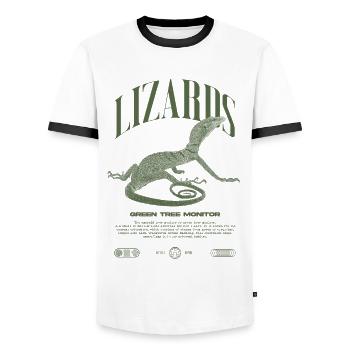 Moniteur d’arbre vert Streetwear gardien de lézard - T-shirt contrasté Homme - blanc/noir - Devant - AI Model Female 172 light (172cm) & AI Model Male 178 dark (178cm)