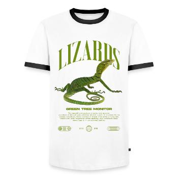 Moniteur d’arbre vert Streetwear gardien de lézard - T-shirt contrasté Homme - blanc/noir - Devant - AI Model Female 172 light (172cm) & AI Model Male 178 dark (178cm)