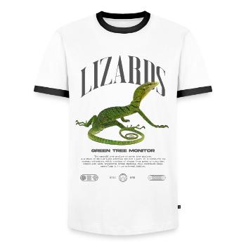 Moniteur d’arbre vert Streetwear gardien de lézard - T-shirt contrasté Homme - blanc/noir - Devant - AI Model Female 172 light (172cm) & AI Model Male 178 dark (178cm)