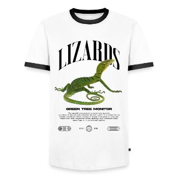 Moniteur d’arbre vert Streetwear gardien de lézard - T-shirt contrasté Homme - blanc/noir - Devant - AI Model Female 172 light (172cm) & AI Model Male 178 dark (178cm)