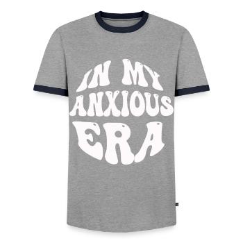 In Meiner Angst-ära Lustiges Überdenken - Männer Kontrast-T-Shirt - Grau/Navy  - Vorne - AI Model Female 172 light (172cm) & AI Model Male 178 light (178cm)