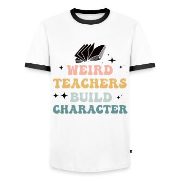 Weird Teachers Funny School Teachers - Men's Ringer Shirt - white/black - Front - AI Model Female 172 light (172cm) & AI Model Male 178 dark (178cm)