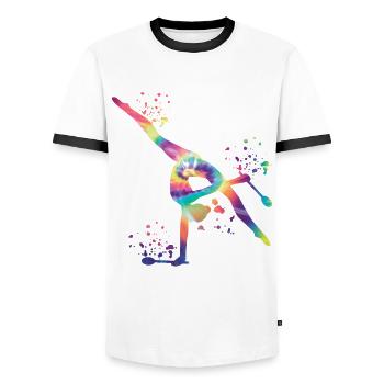 Gymnast With Clubs Rhythmic Gymnastics - Men's Ringer Shirt - white/black - Front - AI Model Female 172 light (172cm) & AI Model Male 178 dark (178cm)