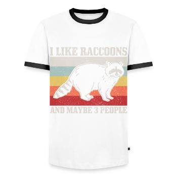 Raccoon Funny Gift - Men's Ringer Shirt - white/black - Front - AI Model Female 172 light (172cm) & AI Model Male 178 dark (178cm)
