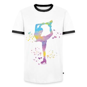 Eiskunstläufer Schlittschuhlaufen Eiskunstlauf - Männer Kontrast-T-Shirt - Weiß/Schwarz - Vorne - AI Model Female 172 light (172cm) & AI Model Male 178 dark (178cm)