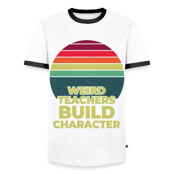 Weird Teachers Build Character Teacher - Men's Ringer Shirt - white/black - Front - AI Model Female 172 light (172cm) & AI Model Male 178 dark (178cm)