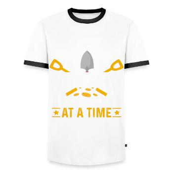Lustiger Archäologie-enthusiast Und Zukunft - Männer Kontrast-T-Shirt - Weiß/Schwarz - Vorne - AI Model Female 172 light (172cm) & AI Model Male 178 dark (178cm)