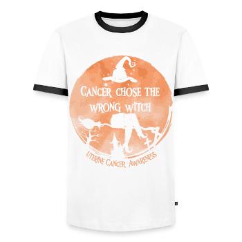 Krebs Hexe Pfirsich Gebärmutterkrebs - Männer Kontrast-T-Shirt - Weiß/Schwarz - Vorne - AI Model Female 172 light (172cm) & AI Model Male 178 dark (178cm)
