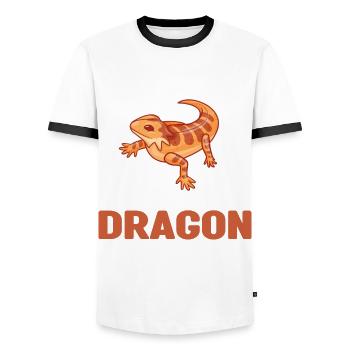 Dragon barbu cool pour hommes et femmes, - T-shirt contrasté Homme - blanc/noir - Devant - AI Model Female 172 light (172cm) & AI Model Male 178 dark (178cm)
