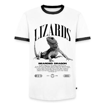 Dragon barbu Streetwear gardien de lézard - T-shirt contrasté Homme - blanc/noir - Devant - AI Model Female 172 light (172cm) & AI Model Male 178 dark (178cm)