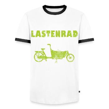 Cargo Bike Retro Cargo Bike Cargobike - Men's Ringer Shirt - white/black - Front - AI Model Female 172 light (172cm) & AI Model Male 178 dark (178cm)