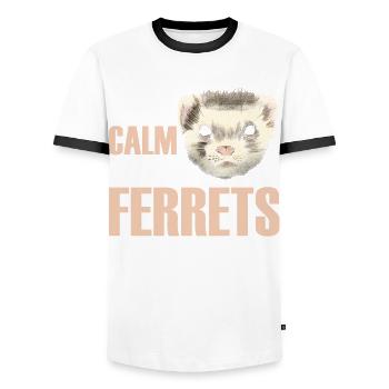 Frettchen - Männer Kontrast-T-Shirt - Weiß/Schwarz - Vorne - AI Model Female 172 light (172cm) & AI Model Male 178 dark (178cm)