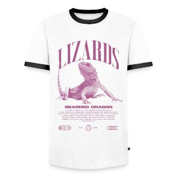 Dragon barbu Streetwear gardien de lézard - T-shirt contrasté Homme - blanc/noir - Devant - AI Model Female 172 light (172cm) & AI Model Male 178 dark (178cm)