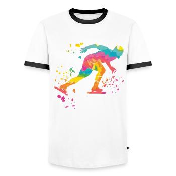 Speed skater Sportswoman Speed Skating - Men's Ringer Shirt - white/black - Front - AI Model Female 172 light (172cm) & AI Model Male 178 dark (178cm)
