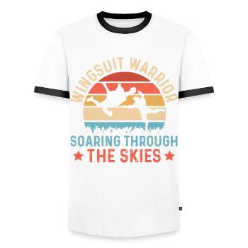 Skydiving Skydiving - Men's Ringer Shirt - white/black - Front - AI Model Female 172 light (172cm) & AI Model Male 178 dark (178cm)