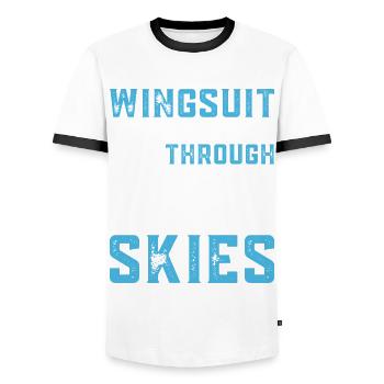 Parachutisme et sports extrêmes - T-shirt contrasté Homme - blanc/noir - Devant - AI Model Female 172 light (172cm) & AI Model Male 178 dark (178cm)