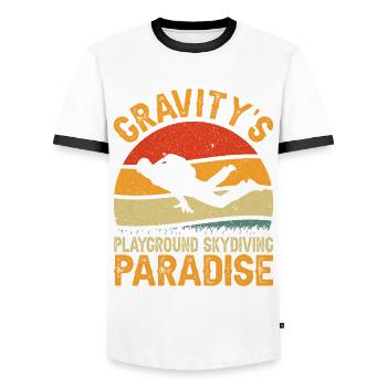 Parachutisme et sports extrêmes - T-shirt contrasté Homme - blanc/noir - Devant - AI Model Female 172 light (172cm) & AI Model Male 178 dark (178cm)
