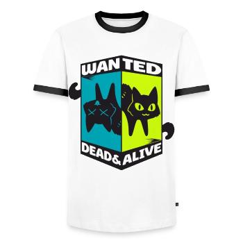 Physics Quantum Nerd Dead Alive Schrödinger's Cat - Men's Ringer Shirt - white/black - Front - AI Model Female 172 light (172cm) & AI Model Male 178 dark (178cm)