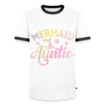 Meerjungfrau Tante Lustige Tante Frauen - Männer Kontrast-T-Shirt - Weiß/Schwarz - Vorne - AI Model Female 172 light (172cm) & AI Model Male 178 dark (178cm)