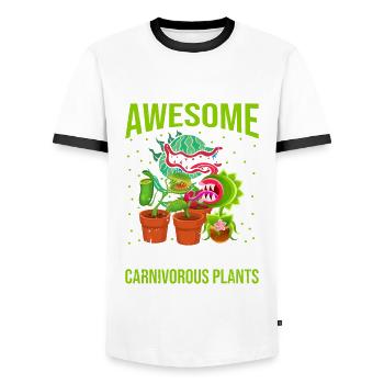Fantastic day for carnivorous plants - Men's Ringer Shirt - white/black - Front - AI Model Female 172 light (172cm) & AI Model Male 178 dark (178cm)