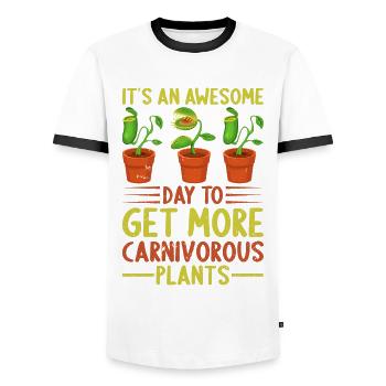 Fantastic day for carnivorous plants - Men's Ringer Shirt - white/black - Front - AI Model Female 172 light (172cm) & AI Model Male 178 dark (178cm)