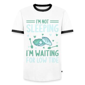 Clam Clamming Seafood Digger Beach Shell Design - Men's Ringer Shirt - white/black - Front - AI Model Female 172 light (172cm) & AI Model Male 178 dark (178cm)