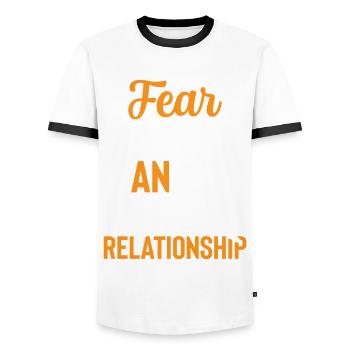 Baton Twirler Fear On-off Relationship Design - Men's Ringer Shirt - white/black - Front - AI Model Female 172 light (172cm) & AI Model Male 178 dark (178cm)