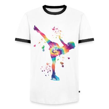 Eiskunstläufer Schlittschuhlaufen Eiskunstlauf - Männer Kontrast-T-Shirt - Weiß/Schwarz - Vorne - AI Model Female 172 light (172cm) & AI Model Male 178 dark (178cm)