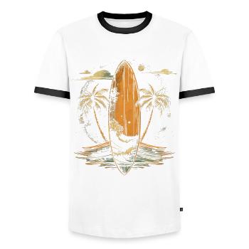 Surfer Geschenk Vintage Surfen - Männer Kontrast-T-Shirt - Weiß/Schwarz - Vorne - AI Model Female 172 light (172cm) & AI Model Male 178 dark (178cm)