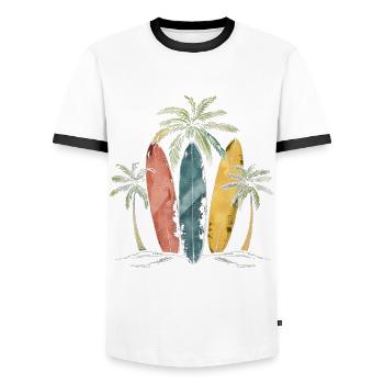 Surfer Geschenk Vintage Surfen - Männer Kontrast-T-Shirt - Weiß/Schwarz - Vorne - AI Model Female 172 light (172cm) & AI Model Male 178 dark (178cm)