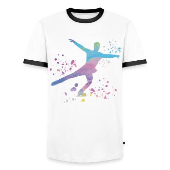 Figure Skater Ice Skating Figure Skating - Men's Ringer Shirt - white/black - Front - AI Model Female 172 light (172cm) & AI Model Male 178 dark (178cm)