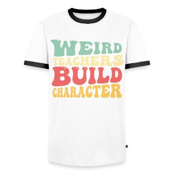 Weird Teachers Funny School Teachers - Men's Ringer Shirt - white/black - Front - AI Model Female 172 light (172cm) & AI Model Male 178 dark (178cm)