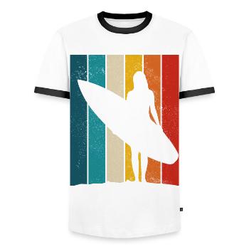 Surfen Vintage Surfer Geschenk - Männer Kontrast-T-Shirt - Weiß/Schwarz - Vorne - AI Model Female 172 light (172cm) & AI Model Male 178 dark (178cm)