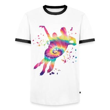 Eiskunstläufer Schlittschuhlaufen Eiskunstlauf - Männer Kontrast-T-Shirt - Weiß/Schwarz - Vorne - AI Model Female 172 light (172cm) & AI Model Male 178 dark (178cm)