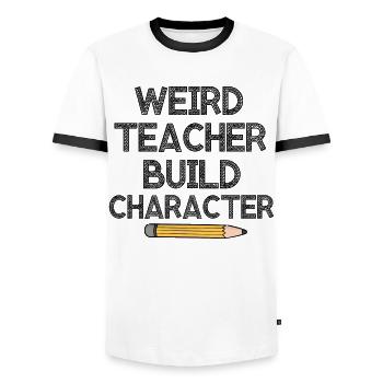 Weird Teachers Funny School Teachers - Men's Ringer Shirt - white/black - Front - AI Model Female 172 light (172cm) & AI Model Male 178 dark (178cm)