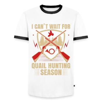 Design pour les amateurs de la saison de chasse à la caille - T-shirt contrasté Homme - blanc/noir - Devant - AI Model Female 172 light (172cm) & AI Model Male 178 dark (178cm)