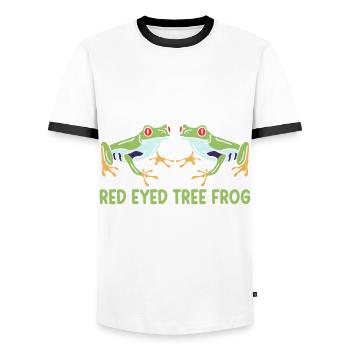 Rainette aux yeux rouges, amphibien de la forêt tropicale - T-shirt contrasté Homme - blanc/noir - Devant - AI Model Female 172 light (172cm) & AI Model Male 178 dark (178cm)