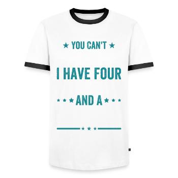 Tu ne peux pas me faire peur, j’en ai quatre - T-shirt contrasté Homme - blanc/noir - Devant - AI Model Female 172 light (172cm) & AI Model Male 178 dark (178cm)