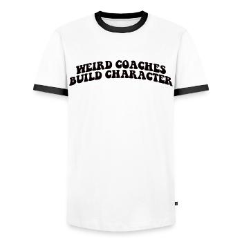 Weird Coaches Form Character Coach - Men's Ringer Shirt - white/black - Front - AI Model Female 172 light (172cm) & AI Model Male 178 dark (178cm)
