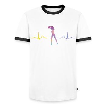 Gymnast With Ball Rhythmic Gymnastics - Men's Ringer Shirt - white/black - Front - AI Model Female 172 light (172cm) & AI Model Male 178 dark (178cm)